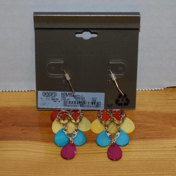 Sears Studio S Chandelier Dangle Style Colorful Teardrop Earrings - Picture 10 of 12